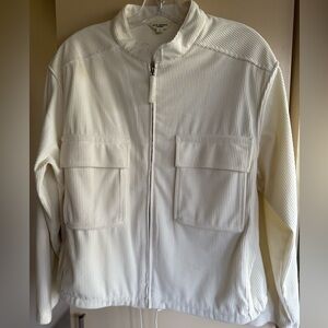Max Studio Cream Ribbed Zip Jacket